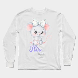 Cute Mouse Couple Sticker for Girls Long Sleeve T-Shirt